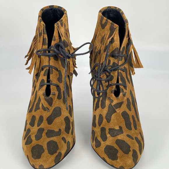 Saint Laurent Anita ankle boots in leopard pattern suede - Picture 6 of 9